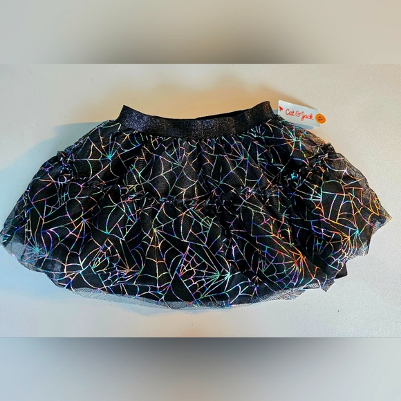 Cat & Jack Other - Cat & Jack Girls Black Metallic Rainbow Tulle Spiderweb Halloween Skirt M(8) NWT